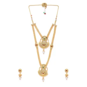 Women's Rose Gold Plated Alloy Necklace & Earings Set (Gold)