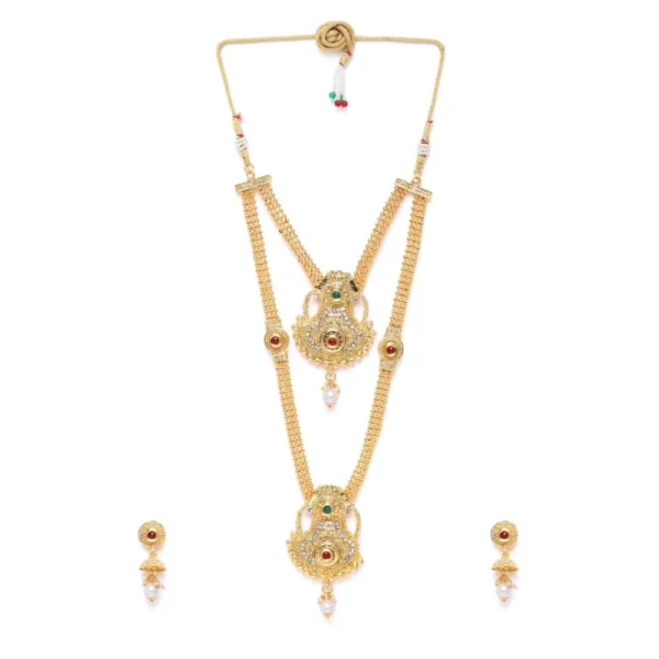 Women's Rose Gold Plated Alloy Necklace & Earings Set (Gold)