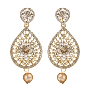 Women's Rose Gold Plated Alloy Earrings (White)