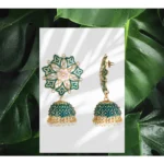 Women's Rose Gold Plated Alloy Earrings (Green)