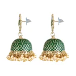 Women's Rose Gold Plated Alloy Earrings (Green)
