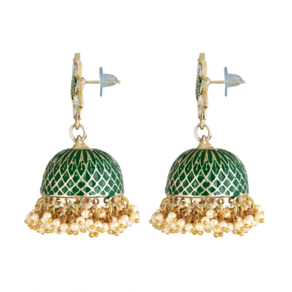 Women's Rose Gold Plated Alloy Earrings (Green)