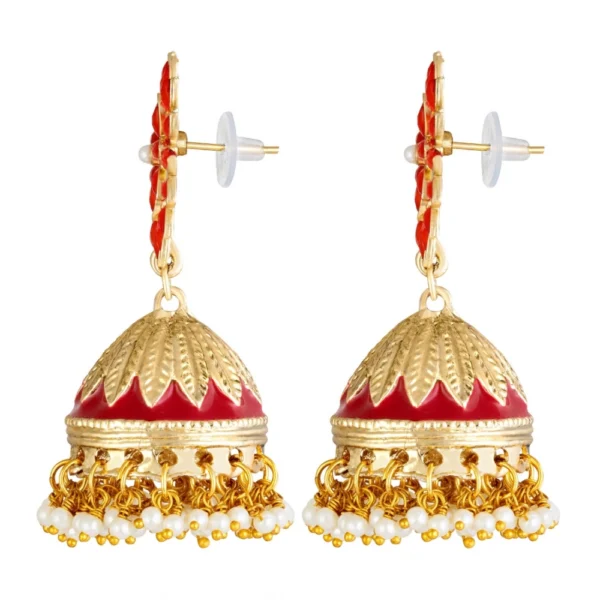 Women's Rose Gold Plated Alloy Earrings (Red)