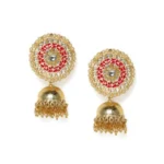 Women's Rose Gold Plated Alloy Earrings (White & Red)