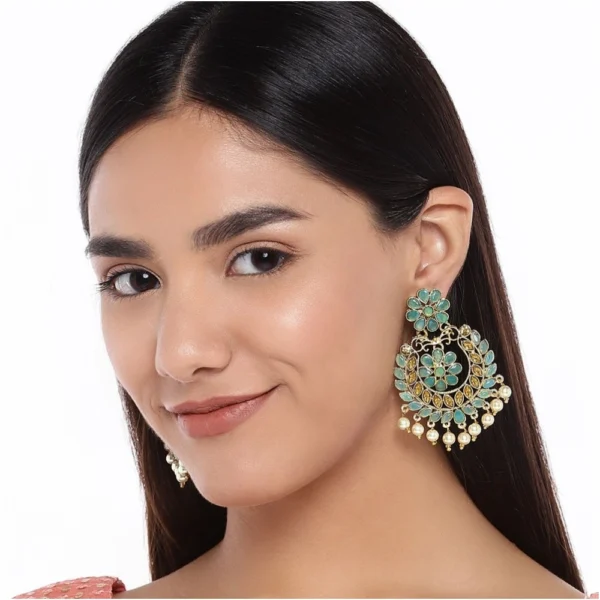 Women's Rose Gold Plated Alloy Earrings (Sky Blue)