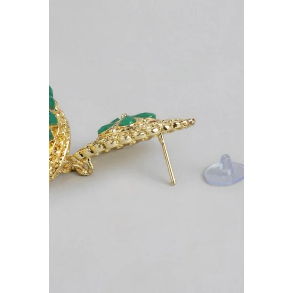 Women's Rose Gold Plated Alloy Earrings (Green)