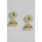 Women's Rose Gold Plated Alloy Earrings (Green)