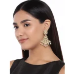 Women's Rose Gold Plated Alloy Earrings (Gold & Pink)