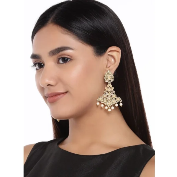 Women's Rose Gold Plated Alloy Earrings (Gold & Pink)