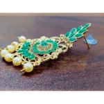 Women's Rose Gold Plated Alloy Earrings (Green)