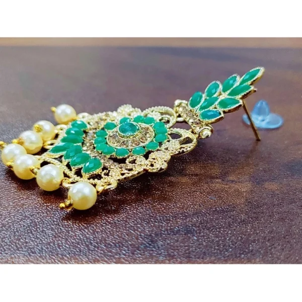 Women's Rose Gold Plated Alloy Earrings (Green)
