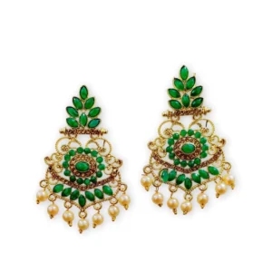 Women's Rose Gold Plated Alloy Earrings (Green)