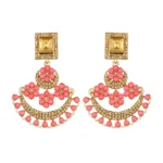 Women's Rose Gold Plated Alloy Earrings (Gold & Pink)