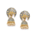 Women's Rose Gold Plated Alloy Earrings (Gold & Grey)