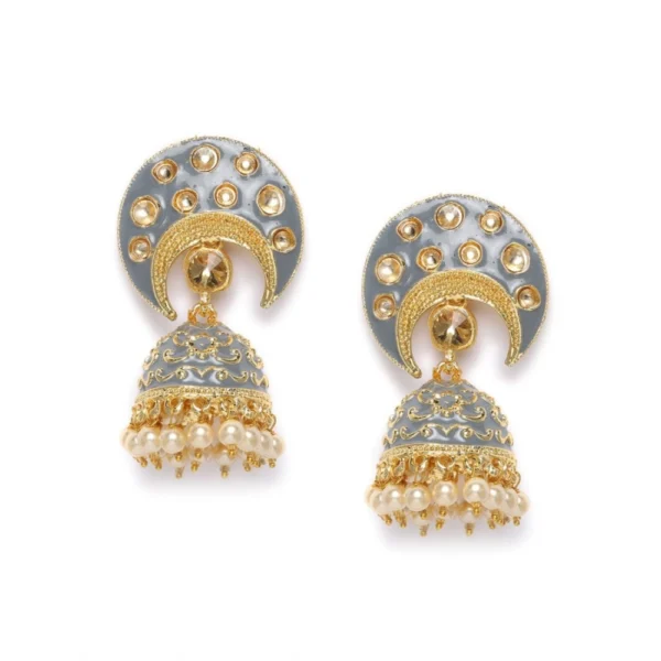 Women's Rose Gold Plated Alloy Earrings (Gold & Grey)