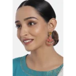Women's Rose Gold Plated Alloy Earrings (Gold & Pink)