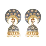 Women's Rose Gold Plated Alloy Earrings (Gold & Grey)