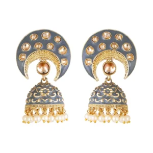 Women's Rose Gold Plated Alloy Earrings (Gold & Grey)