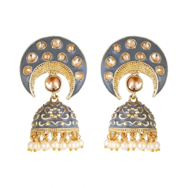 Women's Rose Gold Plated Alloy Earrings (Gold & Grey)