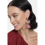 Women's Rose Gold Plated Alloy Earrings (Pink)