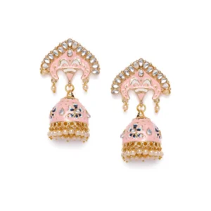 Women's Rose Gold Plated Alloy Earrings (Pink)