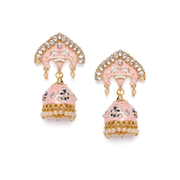 Women's Rose Gold Plated Alloy Earrings (Pink)