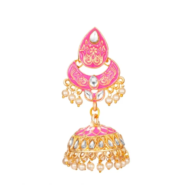 Women's Rose Gold Plated Alloy Earrings (Pink)