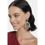 Women's Rose Gold Plated Alloy Earrings (Green)