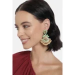 Women's Rose Gold Plated Alloy Earrings (Light Green)