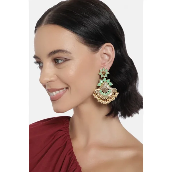 Women's Rose Gold Plated Alloy Earrings (Light Green)