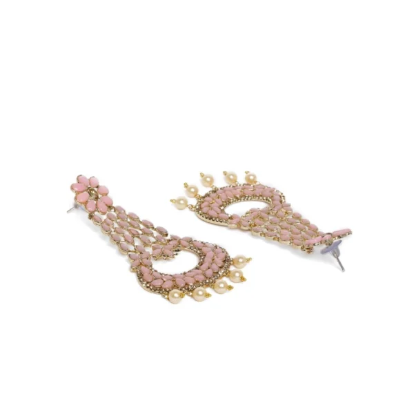 Women's Rose Gold Plated Alloy Earrings (Pink)