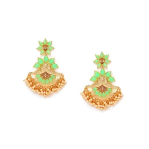 Women's Rose Gold Plated Alloy Earrings (Light Green)
