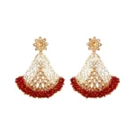 Women's Rose Gold Plated Alloy Earrings (Maroon)