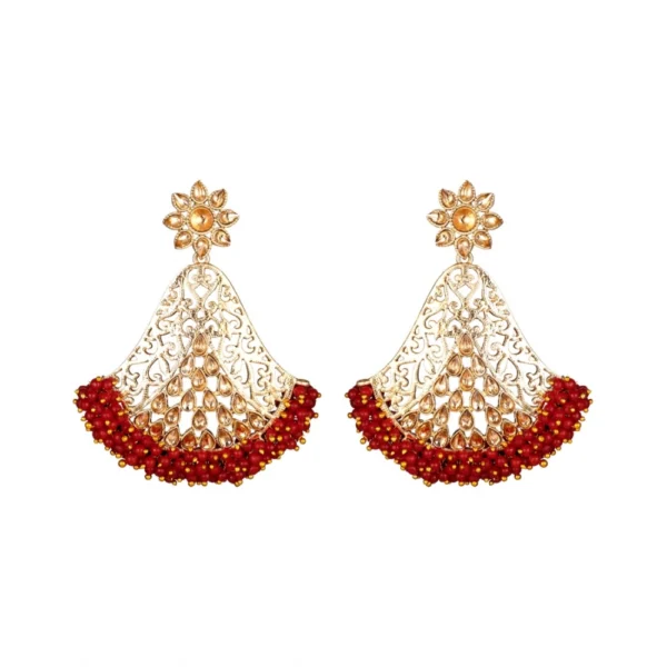 Women's Rose Gold Plated Alloy Earrings (Maroon)