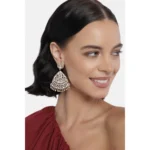 Women's Rose Gold Plated Alloy Earrings (White)