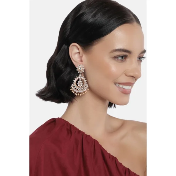 Women's Rose Gold Plated Alloy Earrings (White)