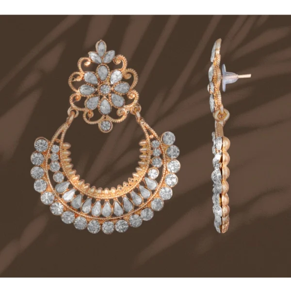 Women's Rose Gold Plated Alloy Earrings (White)