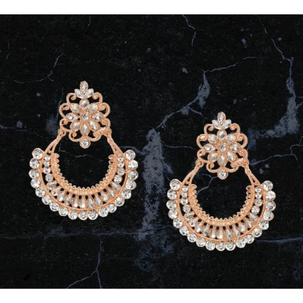 Women's Rose Gold Plated Alloy Earrings (White)
