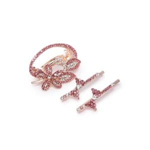 Women's Rose Gold Plated Alloy Hair Pin Set (Pink)