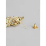 Women's Rose Gold Plated Alloy Kundan Earrings & Mangtikka (White)