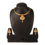 Women's Rose Gold Plated Alloy Necklace & Earings Set (Red & White)