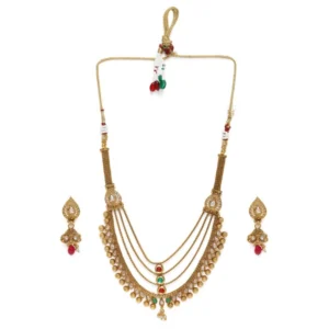 Women's Rose Gold Plated Alloy Necklace & Earings Set (Multicolor)
