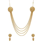 Women's Rose Gold Plated Alloy Long Haram Jewellery Set (Gold)