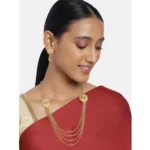 Women's Rose Gold Plated Alloy Long Haram Jewellery Set (Gold)