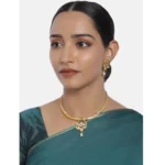 Women's Rose Gold Plated Alloy Necklace & Earings Set (Gold & White)