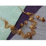 Women's Rose Gold Plated Alloy Necklace Set (Green & Red)