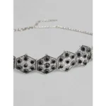 Women's Rose Gold Plated Alloy Choker (Silver & Black)