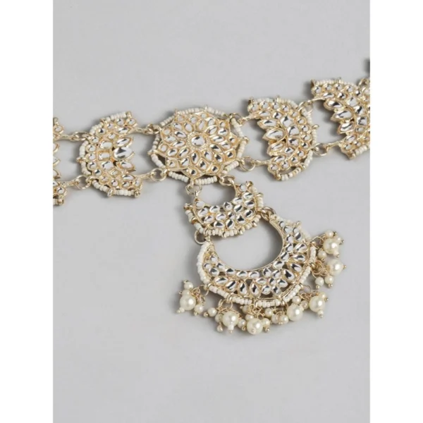 Women's Rose Gold Plated Alloy Matha Patti (White)