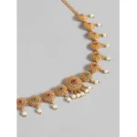 Women's Rose Gold Plated Alloy Hip Belt Kamarband (Red & Green)