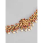 Women's Rose Gold Plated Alloy Hip Belt Kamarband (Red & Green)